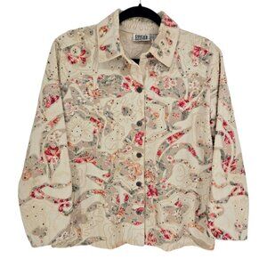 Chicos designs vtg womens 1 medium 8 beaded embroidered button up jacket